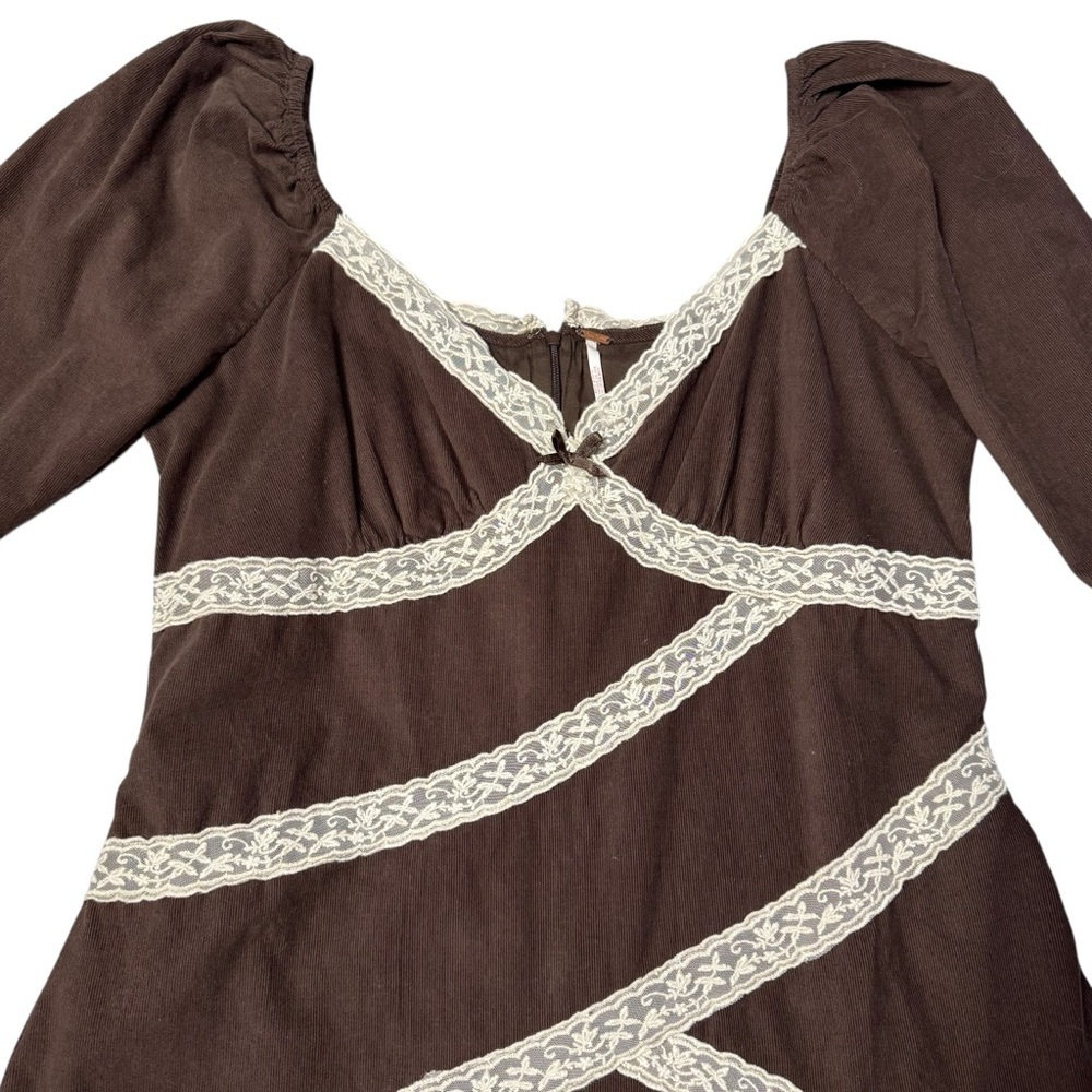 NWT New $168 Free People Tennley Corduroy Mini Chocolate Torte Dress Size XL - Picture 9 of 10